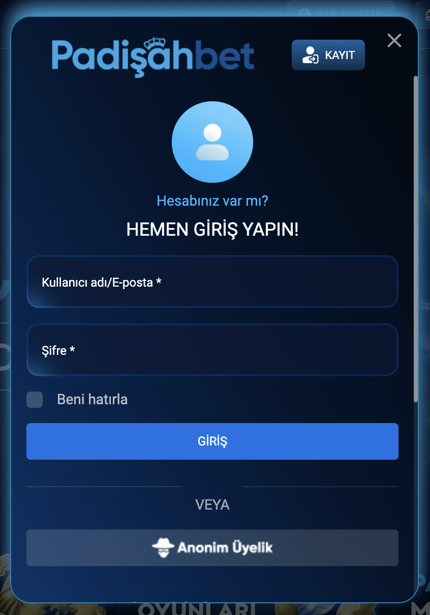 Padişahbet Mobil Giriş Ekranı